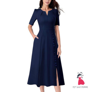 Women's Sleeveless Button-Down Business Formal Dress